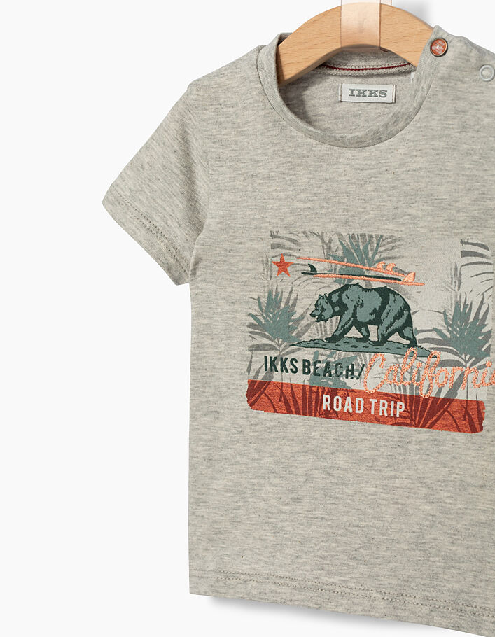 Baby boys' grey T-shirt with bear graphic - IKKS