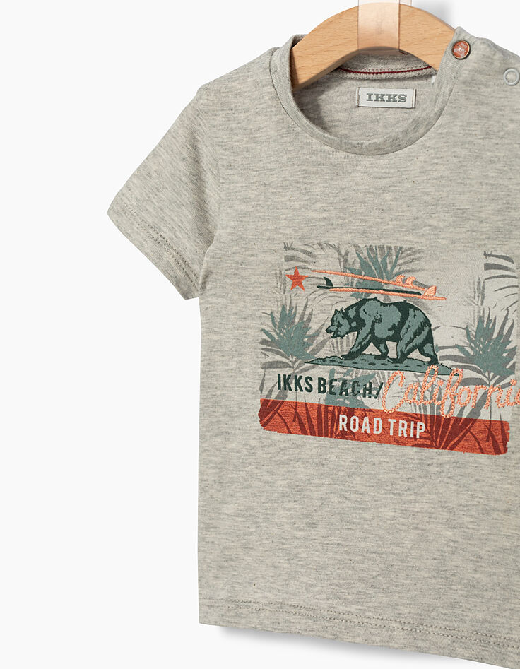 Tee-shirt gris visuel ours bébé garçon -2 Tee-shirt gris visuel ours bébé garçon -2