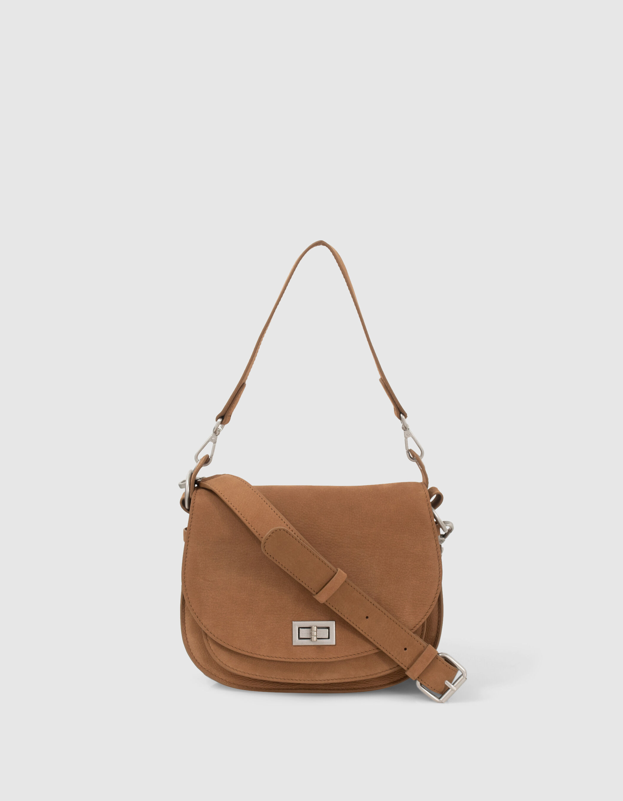 Sac besace The Waiter en cuir nubuck roux Femme