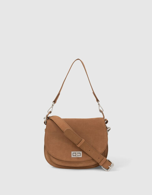 Sac besace The Waiter en cuir nubuck roux Femme