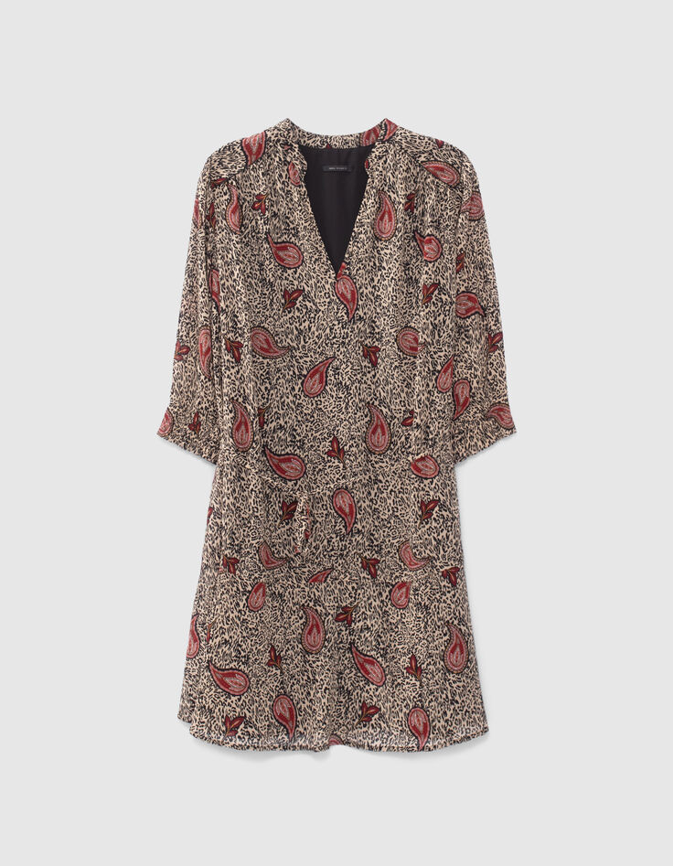 Robe écrue recyclée imprimé léo cachemire Femme-5 Robe écrue recyclée imprimé léo cachemire Femme-5