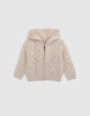 Strickjacke, Beige, Reißverschluss, Strick, Baby Mädchen-1