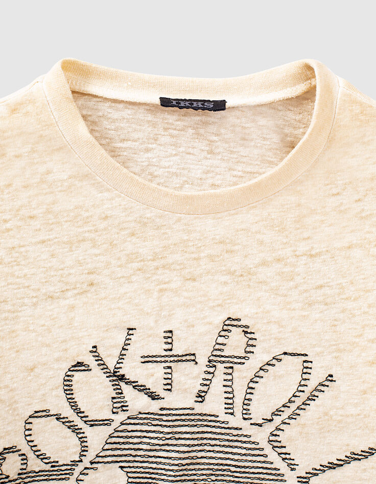 Boys’ wheat organic T-shirt with embroidered skull-3