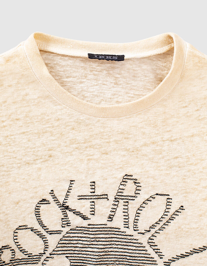 Boys’ wheat organic T-shirt with embroidered skull - IKKS
