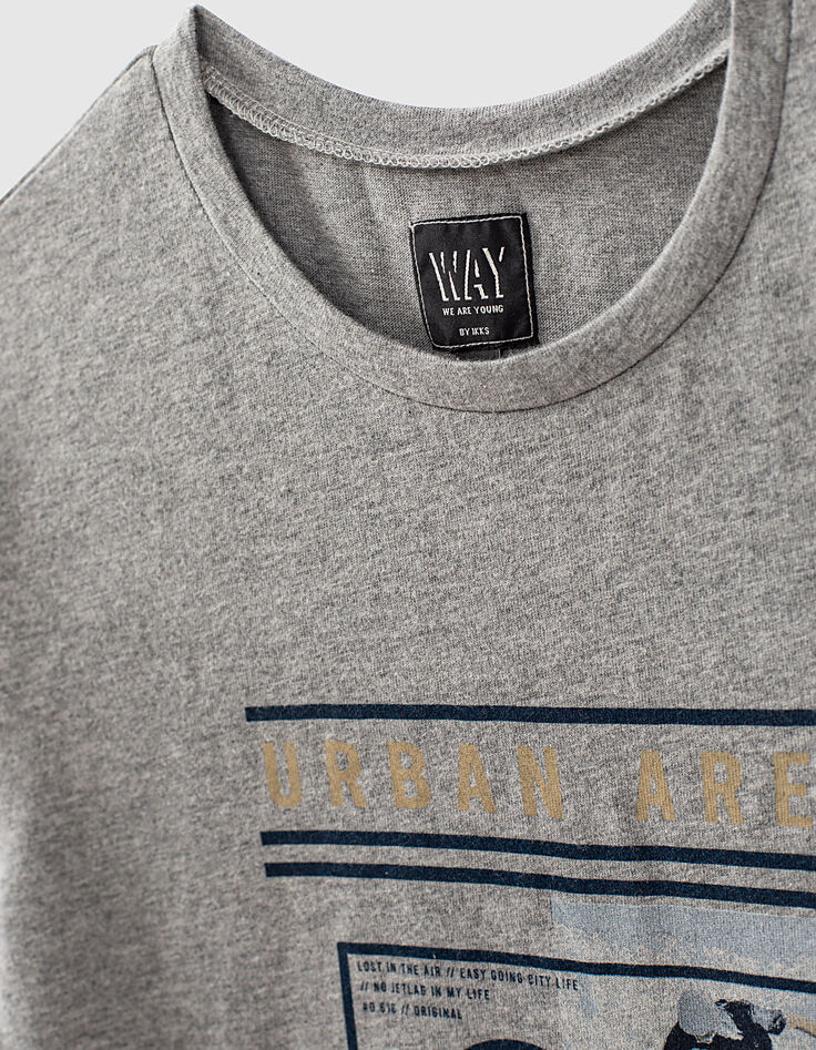 Boys&rsquo; grey skateboarder and bridge image T-shirt-5