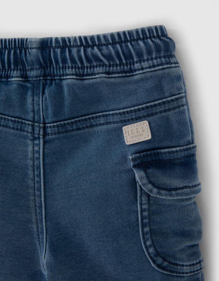 Baby boys’ blue denim CARGO elasticated waist Bermudas-6