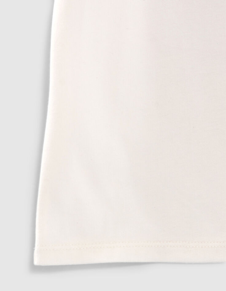 T-shirt écru décor fleurs forme coeur fille-4 T-shirt écru décor fleurs forme coeur fille-4