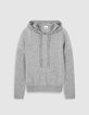 Pull &agrave; capuche gris tricot 100% cachemire Femme-6