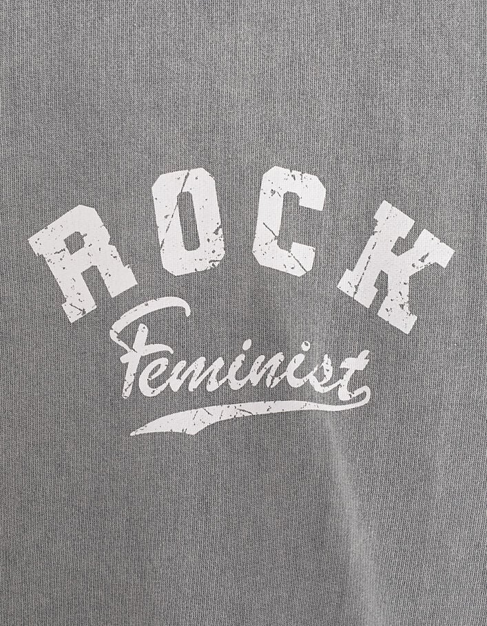 Sweat gris en coton acid wash détail visuel rock feminist femme-2