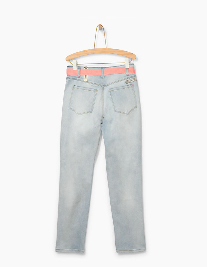 Girls' white blue mom jeans with neon belt - IKKS