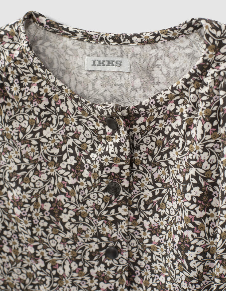 Baby girls’ dark khaki floral print blouse-2