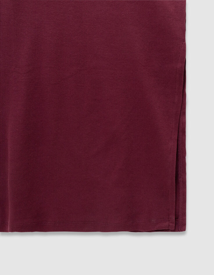 Langes bordeauxrotes Mädchen-T-Shirt-Kleid-7