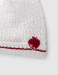 Cremeweiße Strickmütze und -snood für Babymädchen-4