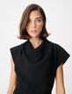 Robe courte noire col b&eacute;nitier Femme-6