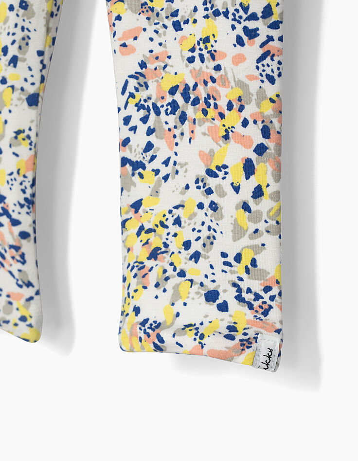 Leggings réversible blanc et imprimé bébé fille-5