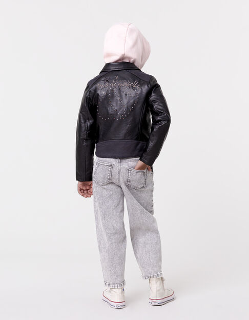 Zwart jack bikerstijl borduursel en studs op rug meisjes - IKKS