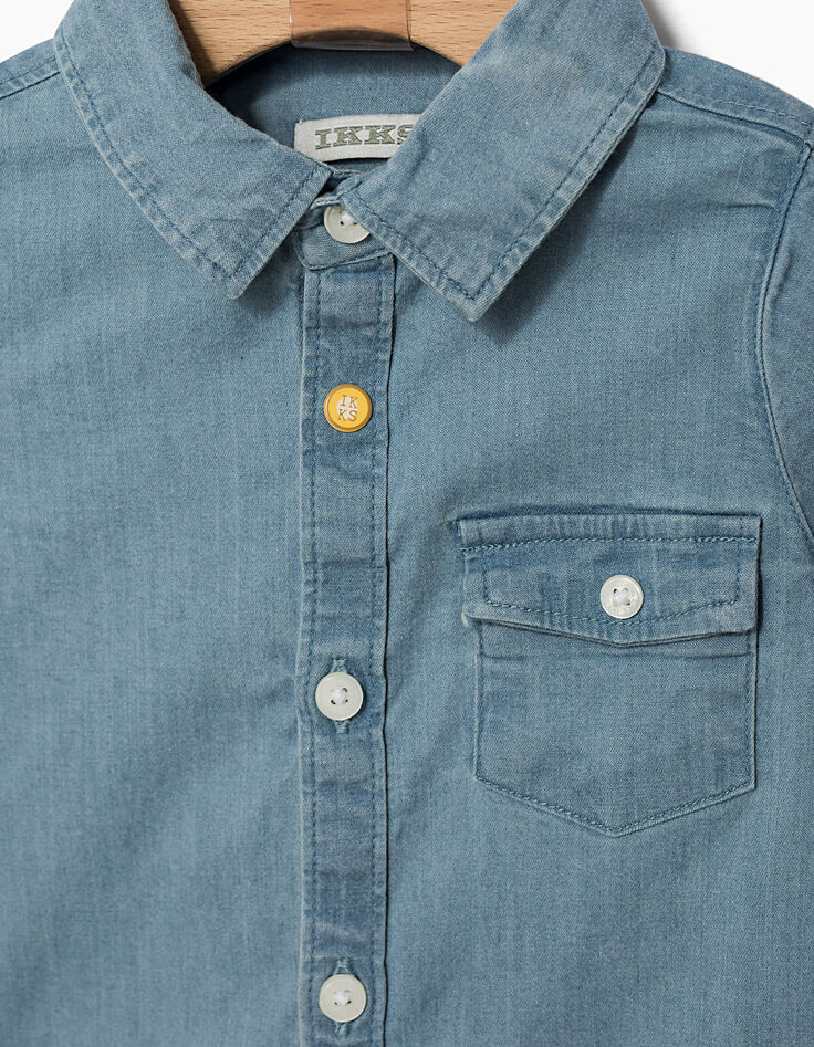 Camisa faded blue estilo vaquero bebé niño -5