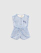 Baby girls' blue and white striped playsuit-1