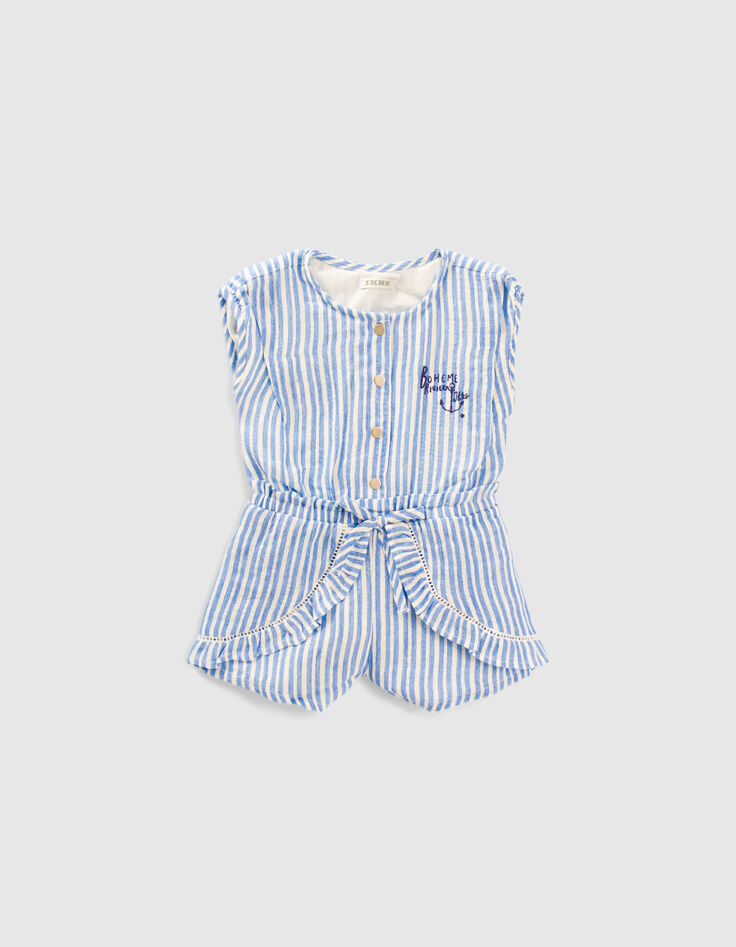 Baby girls' blue and white striped playsuit-1