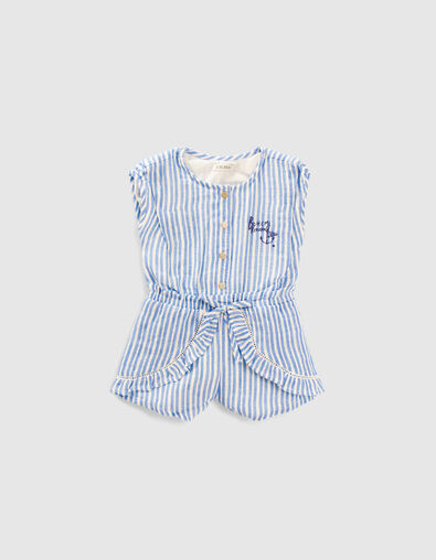Korte jumpsuit wit en blauw met strepen babymeisjes - IKKS