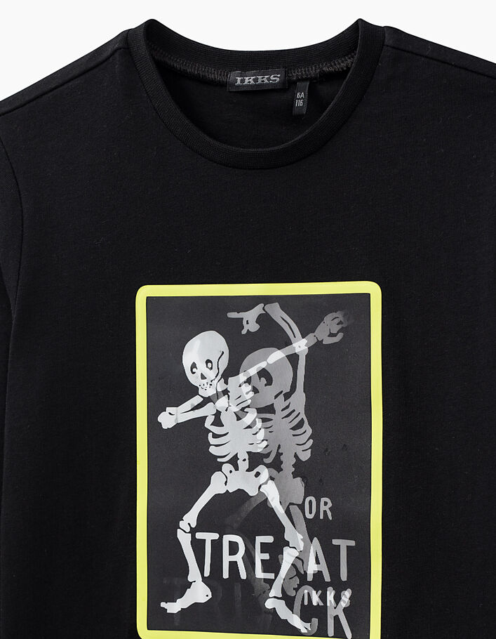 Zwart T-shirt lenticulair skelet Halloween voor jongens  - IKKS