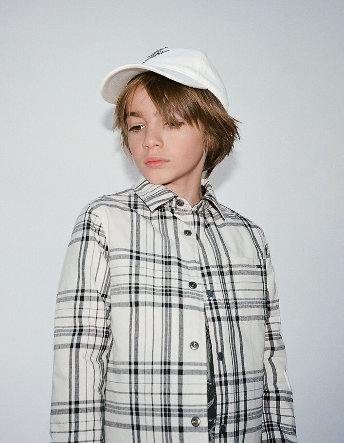 Boys’ black and check reversible padded jacket - IKKS