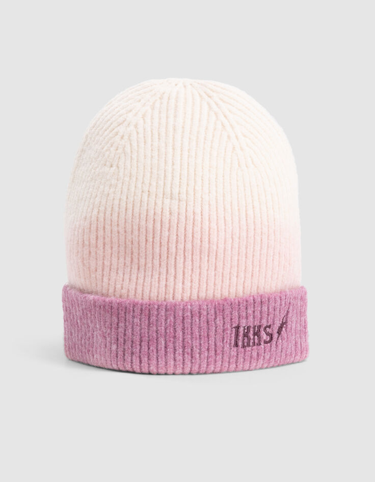 Bonnet rose tricot effet deep dye fille-3