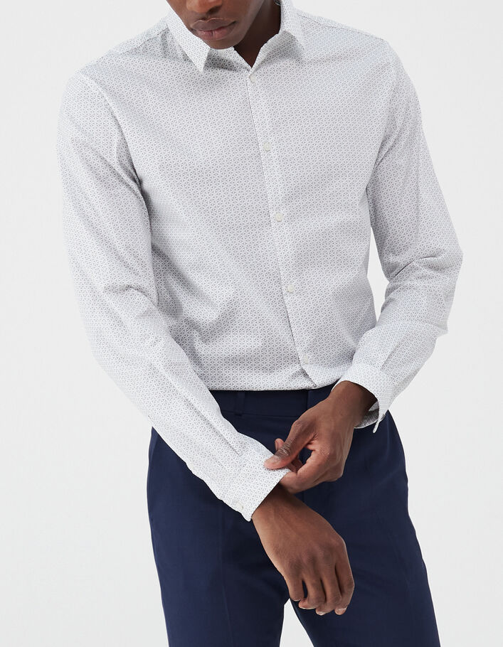 Men’s white minimalist print SLIM shirt - IKKS