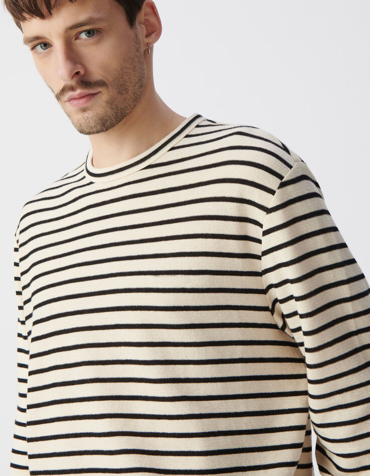 T-shirt marinière rayé noir broderie Homme-3