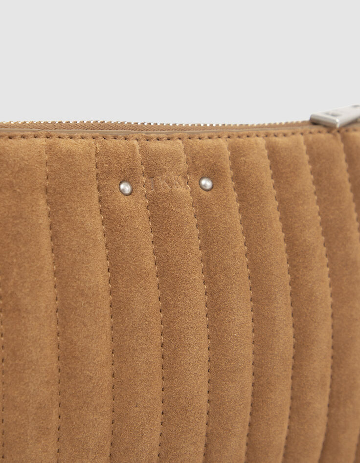 The 111 pouch in sand suede cowhide leather for women-5