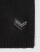 Echarpe noire tricot d&eacute;cor chevron brod&eacute; Femme-3