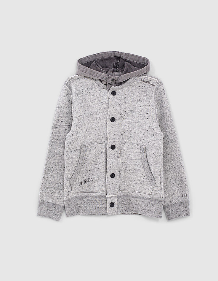 Grijs jeansvest met kap jongens -1 Grijs jeansvest met kap jongens -1