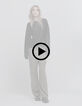 Women's black openwork knit sweater-9