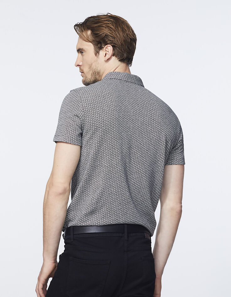 Men’s black minimalist Jacquard polo shirt-3