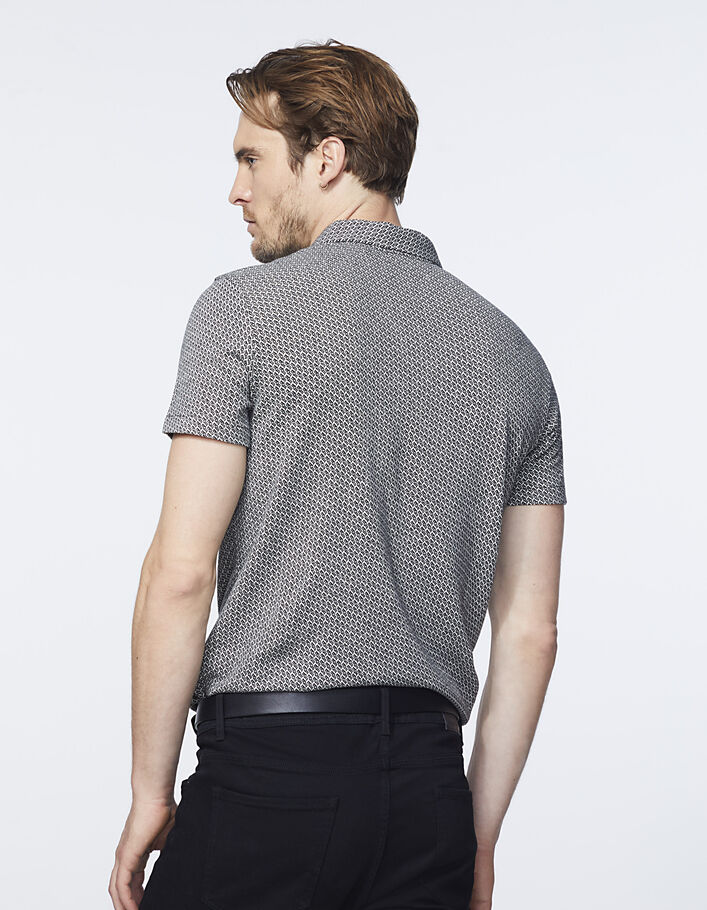 Men’s black minimalist Jacquard polo shirt - IKKS