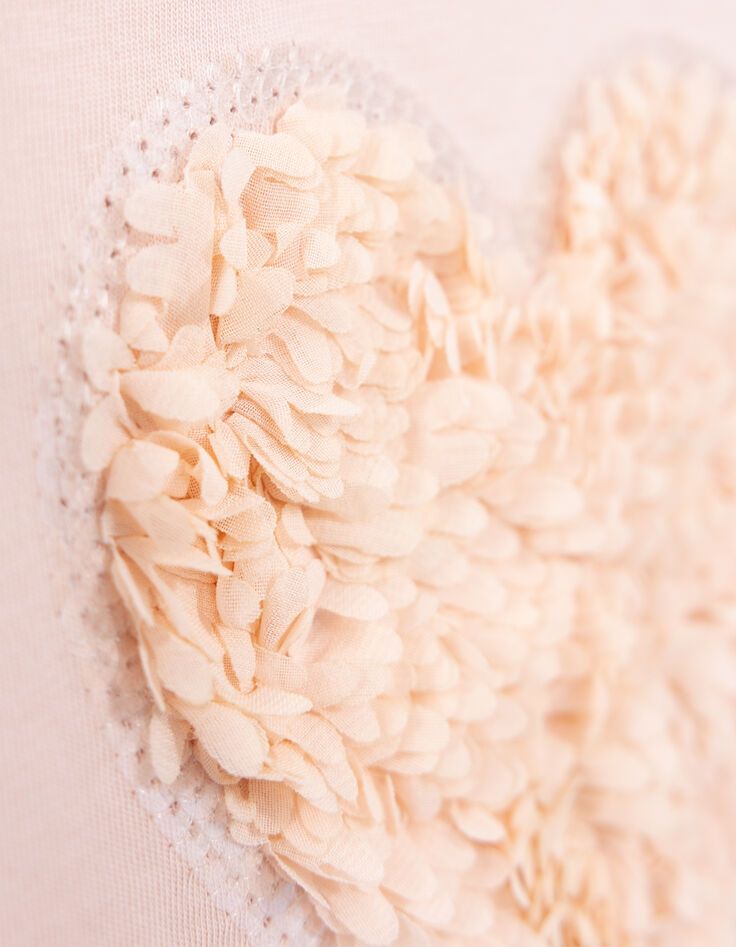 T-shirt rose coton bio coeur en relief fille-6