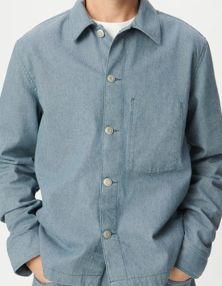 Blaue Herren-Jeansjacke im Workerstil-5