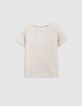 Tee-shirt dor&eacute; maille ajour&eacute;e cache-coeur dos Femme-6