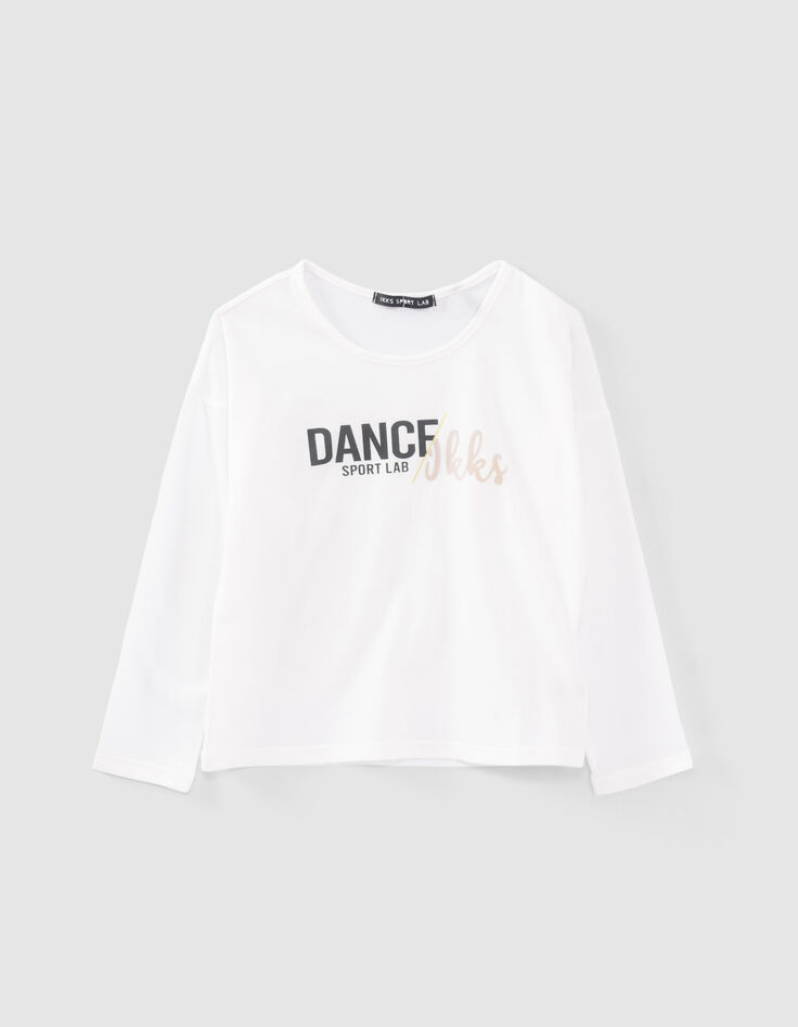 Weißes 2-in-1-Mädchenshirt mit grauem BH-4