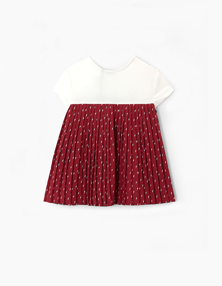Weißes und rotes Mädchen-T-Shirt mit Print und Plissee-2