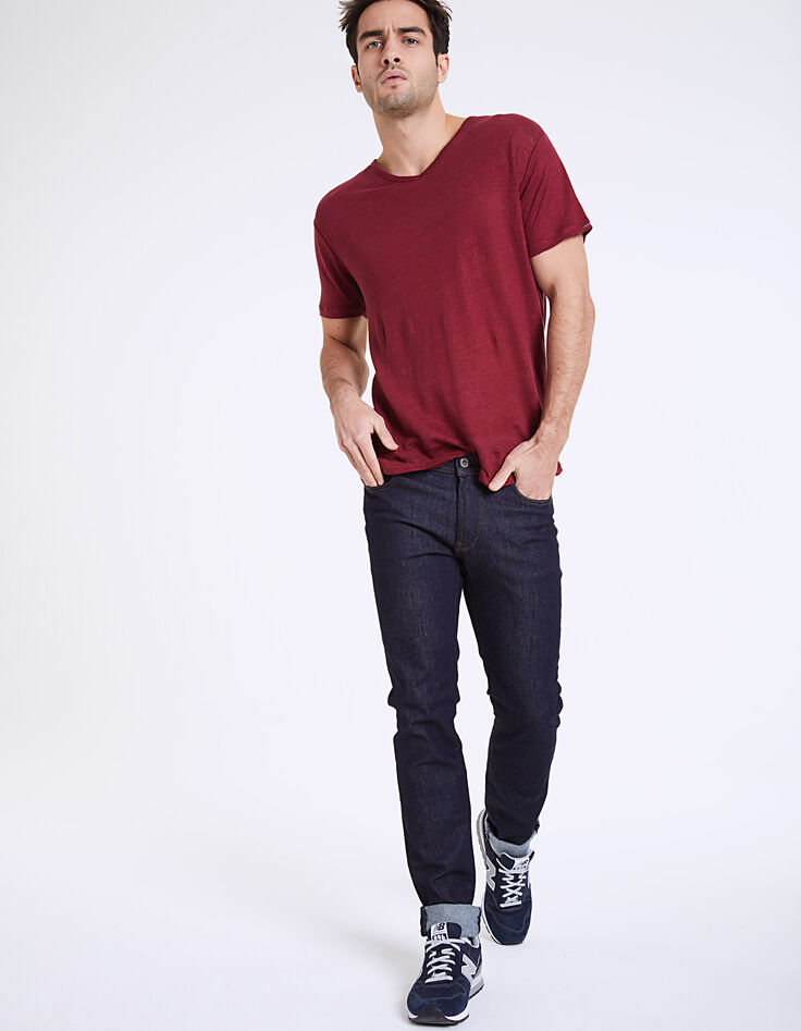 Marineblauwe ongewassen slim jeans Heren-3