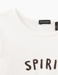Tee-shirt blanc cassé Love, free, spirit avec tigres fille-4