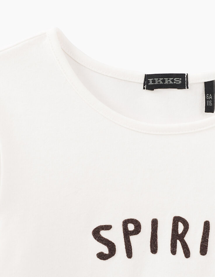 Tee-shirt blanc cassé Love, free, spirit avec tigres fille-4 Tee-shirt blanc cassé Love, free, spirit avec tigres fille-4