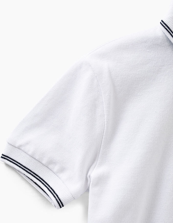 Boys’ optic white polo shirt, IKKS embroidered pocket - IKKS