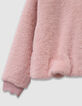 Rosa weicher Mädchen-Kapuzenpullover Herz-Badge-4
