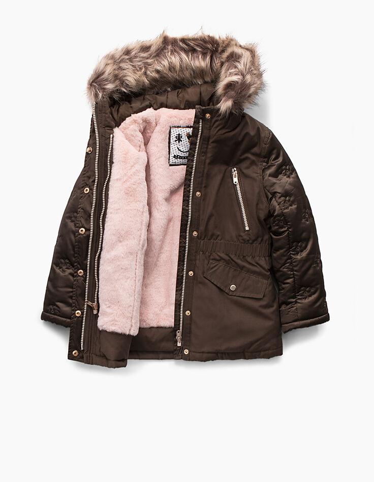 Parka 3 en 1 kaki avec doudoune réversible fille -3