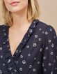 Blusa negra con estampado floral I.Code-3
