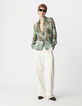 Women's turquoise foliage print shirt-1