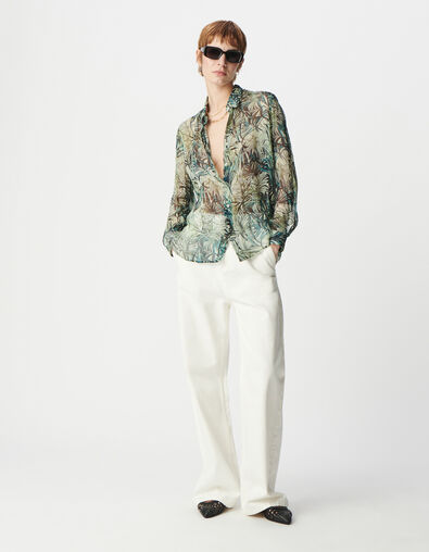 Women's turquoise foliage print shirt - IKKS