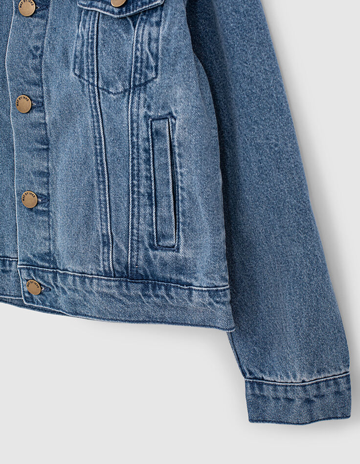 Chaqueta vaquera stone blue ecológico capucha felpa niño -5